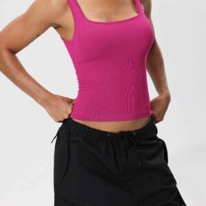 주머니가 달린 검은색 요가 바지 RUXI